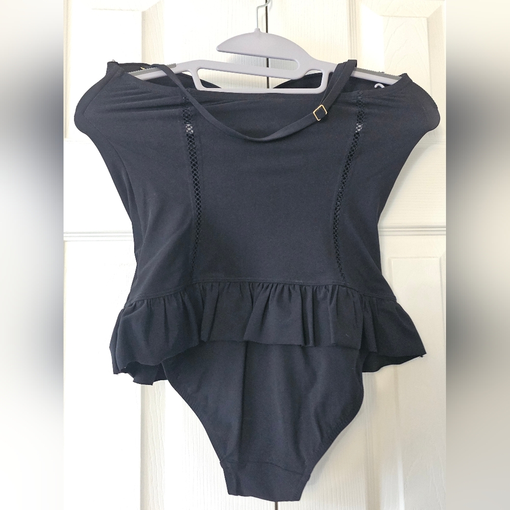 TORY BURCH Black Ruffled One-Piece Swimsuit - Picture 2 of 5